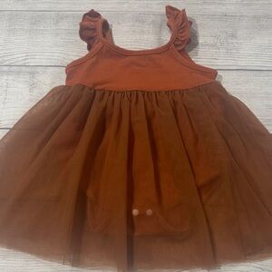 Baby Girls Tulle Trimmed Bodysuit with Ruffled Straps